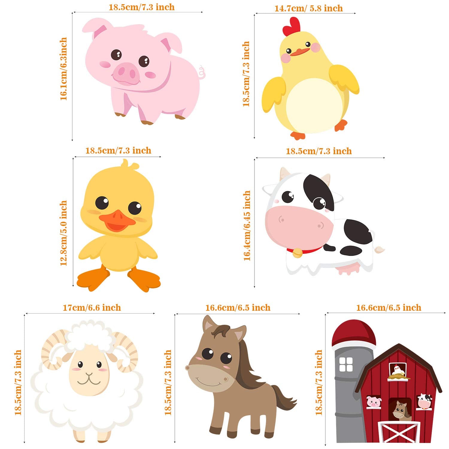 Blulu 35 Pcs Farm Animals Decor Farm Animal Cutouts for Baby Shower, Bulletin Board, Classroom Decor, Kindergarten, Birthday, Party Essentials with 80