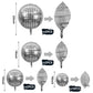 24 PCS Disco Ball Balloons Different Sizes- 4D Large Disco Balloons 10 Inch 15 Inch 18 Inch 22 Inch Assorted Round Metallic Silver Disco Balloons