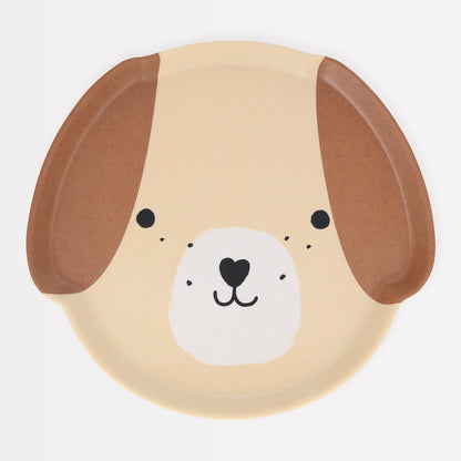 Meri Meri Reusable Puppy Plate (Pack of 1), Melamine Reusable Plate for Picnic, Outdoor, Camping, Birthday Parties, Dishwasher Safe, 7.25" x 7"