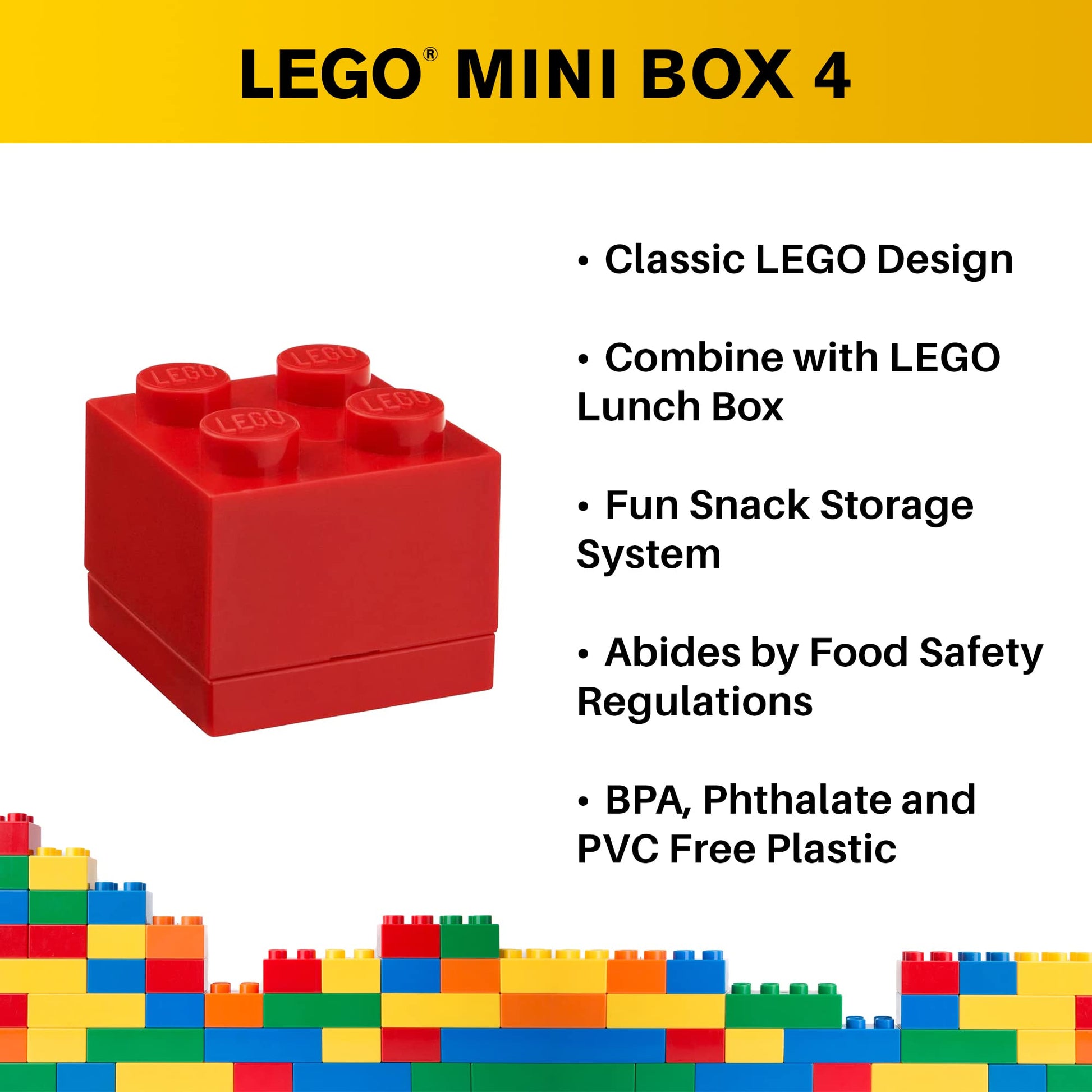 Room Copenhagen, LEGO Mini Box - 1.8 x 1.8 x 1.7 in - Brick 4, Bright Red