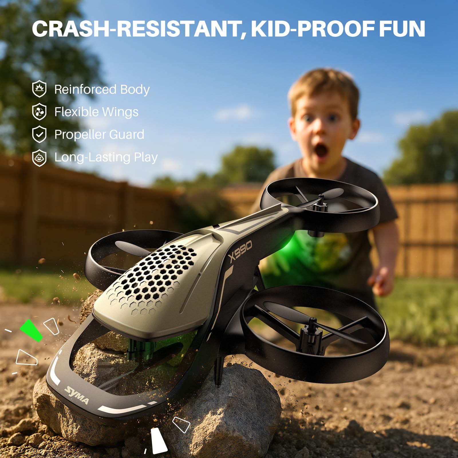 SYMA X990 RC Airplane for Kids, Stunt Flying with Propeller Guard