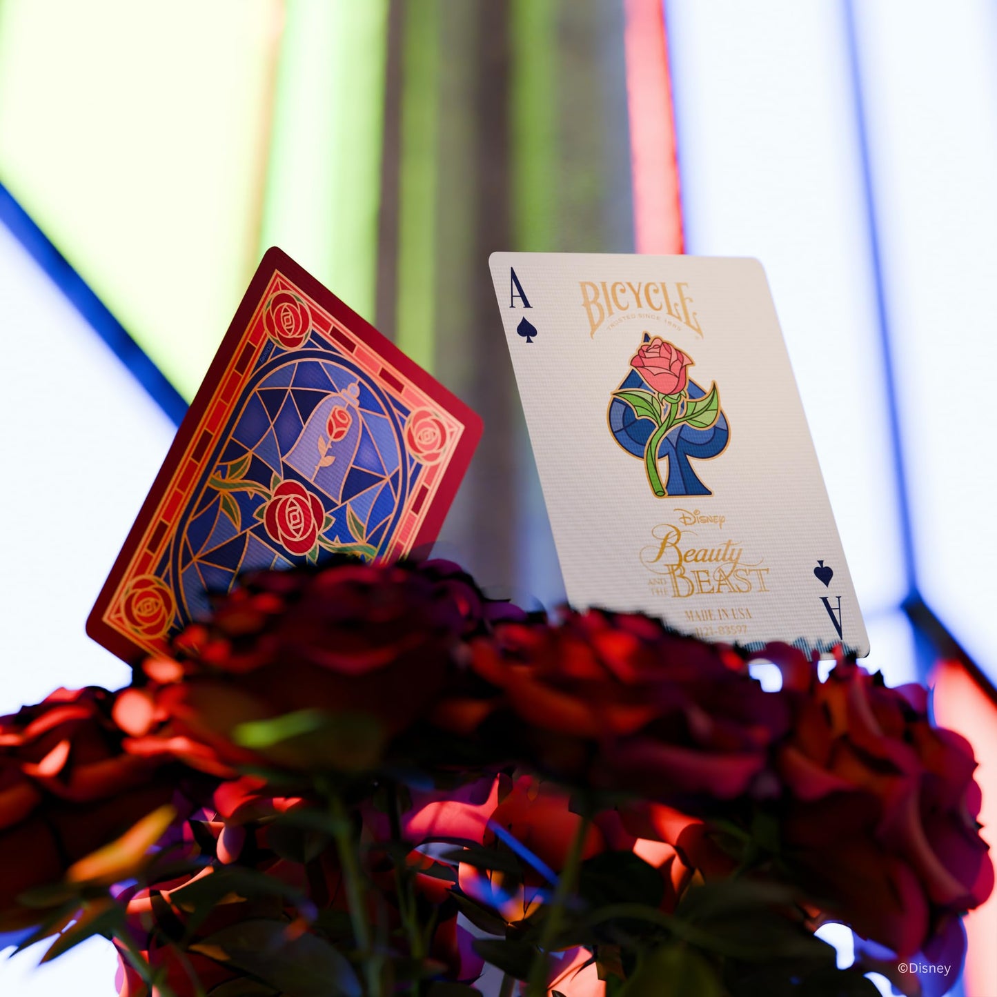 Bicycle Disney Beauty and the Beast Playing Cards - Premium Belle & Beast Deck, Enchanted Rose Collectible Cards for Classic Games, Magical Disney