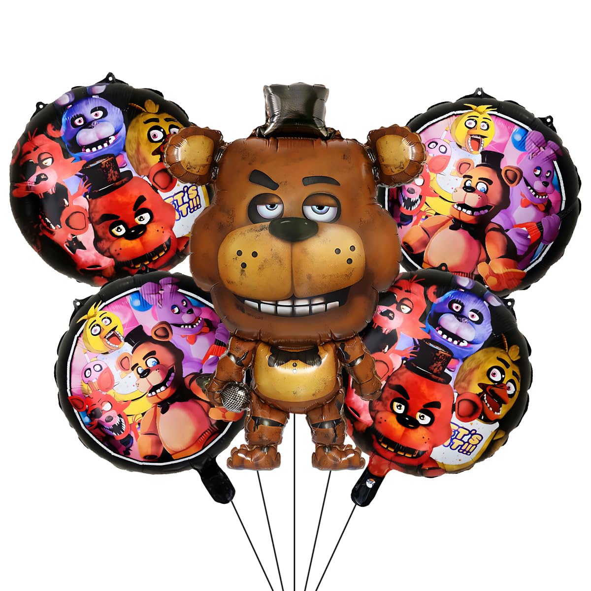 GeRRiT 5pc Birthday Party Foil Balloons For Five Nights at Freddy's Party Decorate Supplies For Five Nights at Freddy's