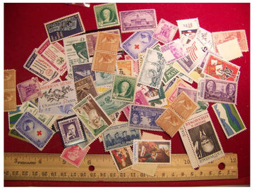 Unbranded 50 Mint US Postage Stamp Lot, All Different ,1930s-1970s MNH UNUSED