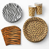 Serves 30 Guest Jungle Safari Zoo Animal Print Birthday Party Supplies Pack 9" Dinner Plates 7" Dessert Plates 12 oz Cups Napkins Zoo Animal Print
