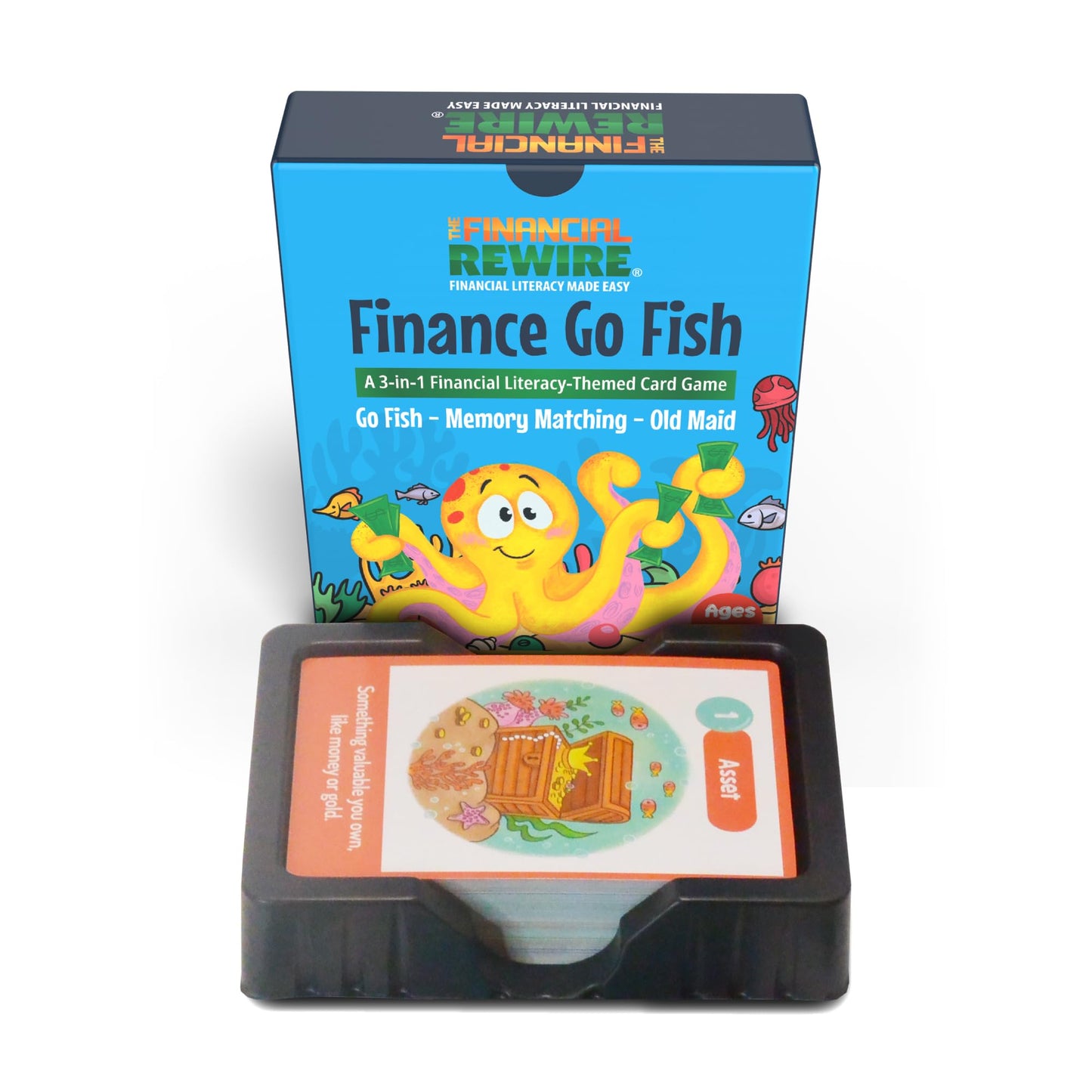 Finance Go Fish - 3-in-1 Financial Literacy Card Game for Kids Ages 5-12 | Go Fish, Memory & Old Maid | Educational Money Vocabulary Deck (Combo)