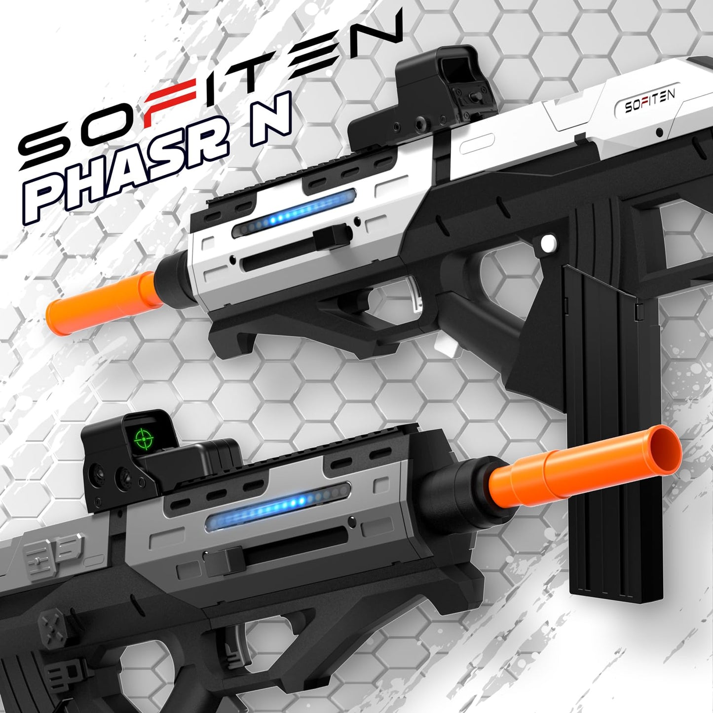 SOFITEN Electric Powerful Toy Gun Automatic Sniper Rifle with Soft Bullet, Equipped with Scope, 2 Extended Magazine(*18), Tactical Vest, Birthday