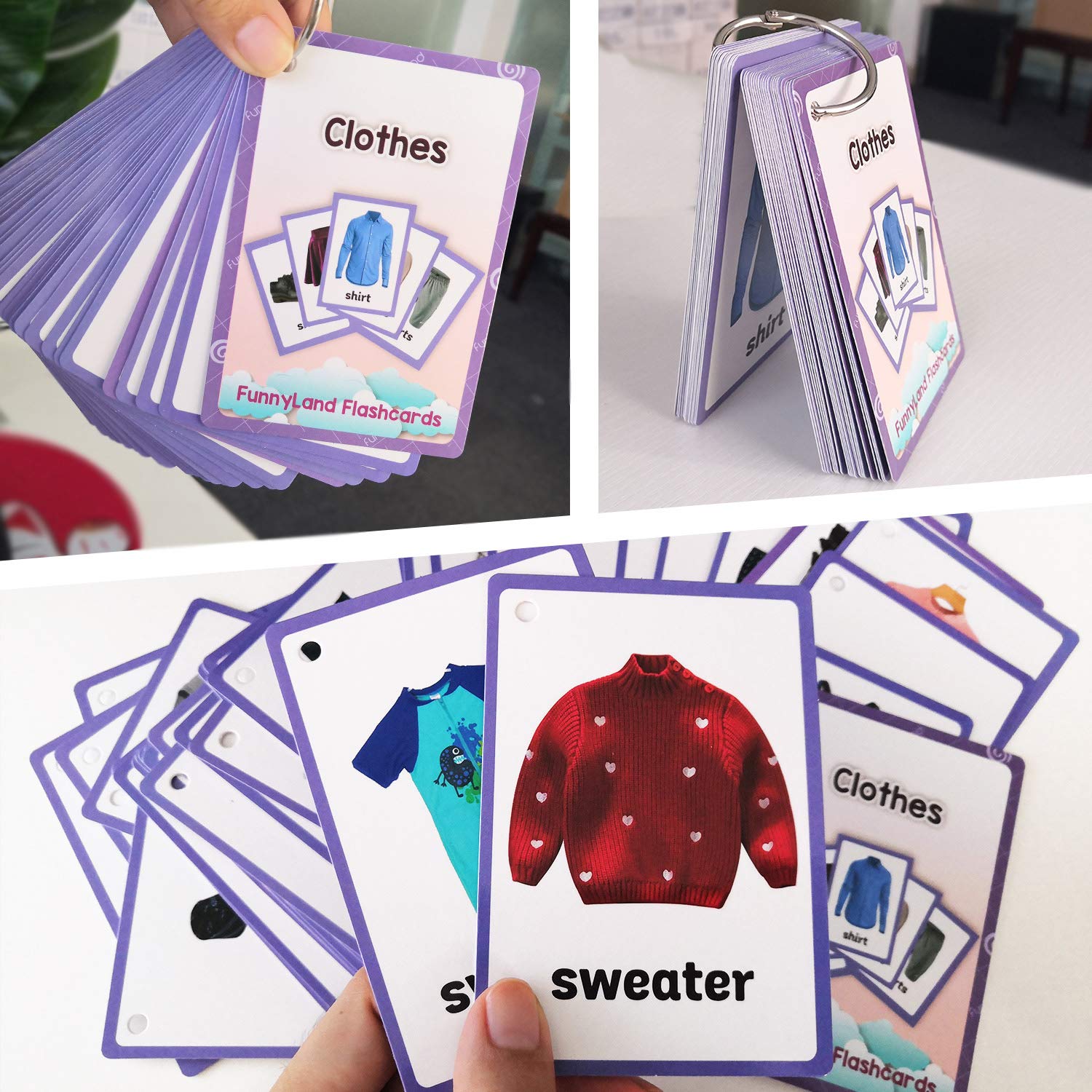 34PCS/Set Clothes Kids Gifts English Flash Cards Pocket Card Educational Learning Baby Toys for Children Pre-Kindergarten
