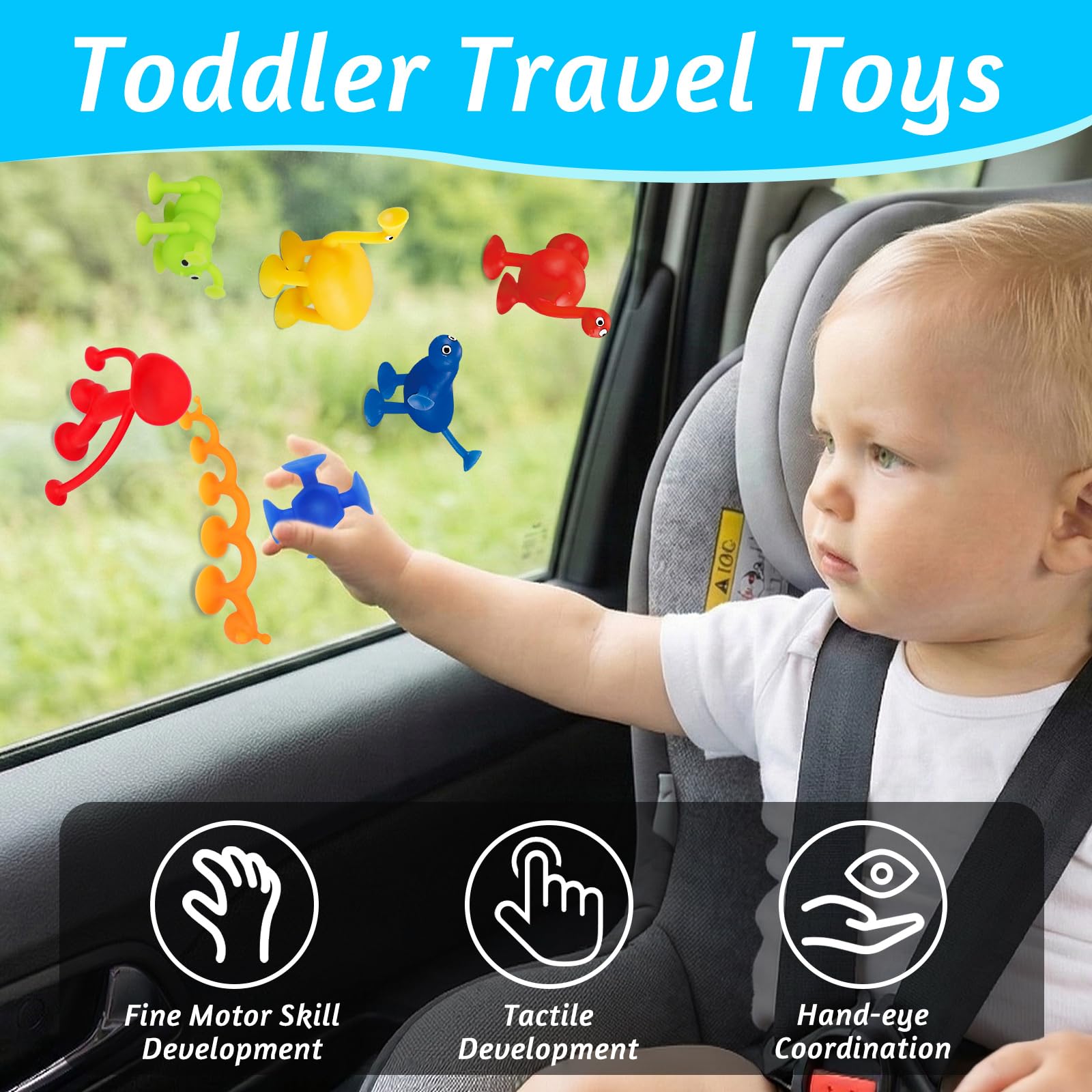 32Pcs Bath Toys for Kids Ages 3-5 4-8, No Hole Mold Free Baby Suction Cup Animals Water Toys, Mini Toddler Sensory Fidget Party Favors, Airplane Car