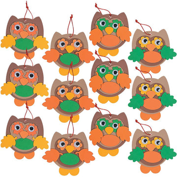 Fun Express Fall Owl Ornament Craft Kit - Makes 12 - Autumn Crafts for Kids