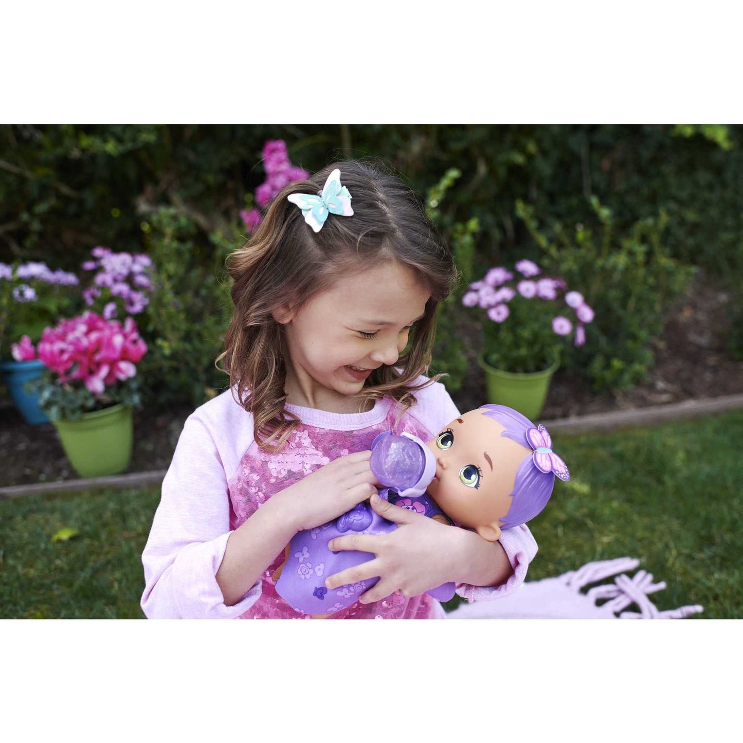 My Garden Baby Feed and Change Baby Butterfly Doll (30 cm / 12 Inch), Reusable Diaper, Removable Clothes & Wings, Multicolour, Gift for Kids 3Y+