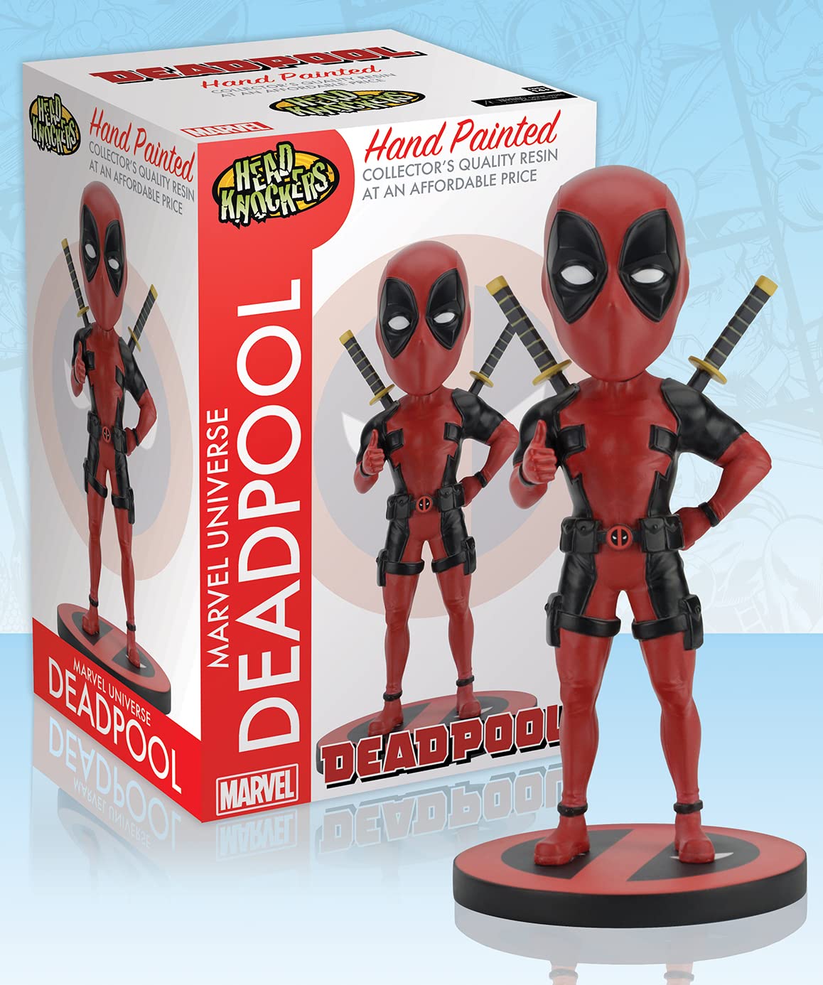 NECA Collectible Marvel Classic Deadpool Head Knocker, 8-Inches
