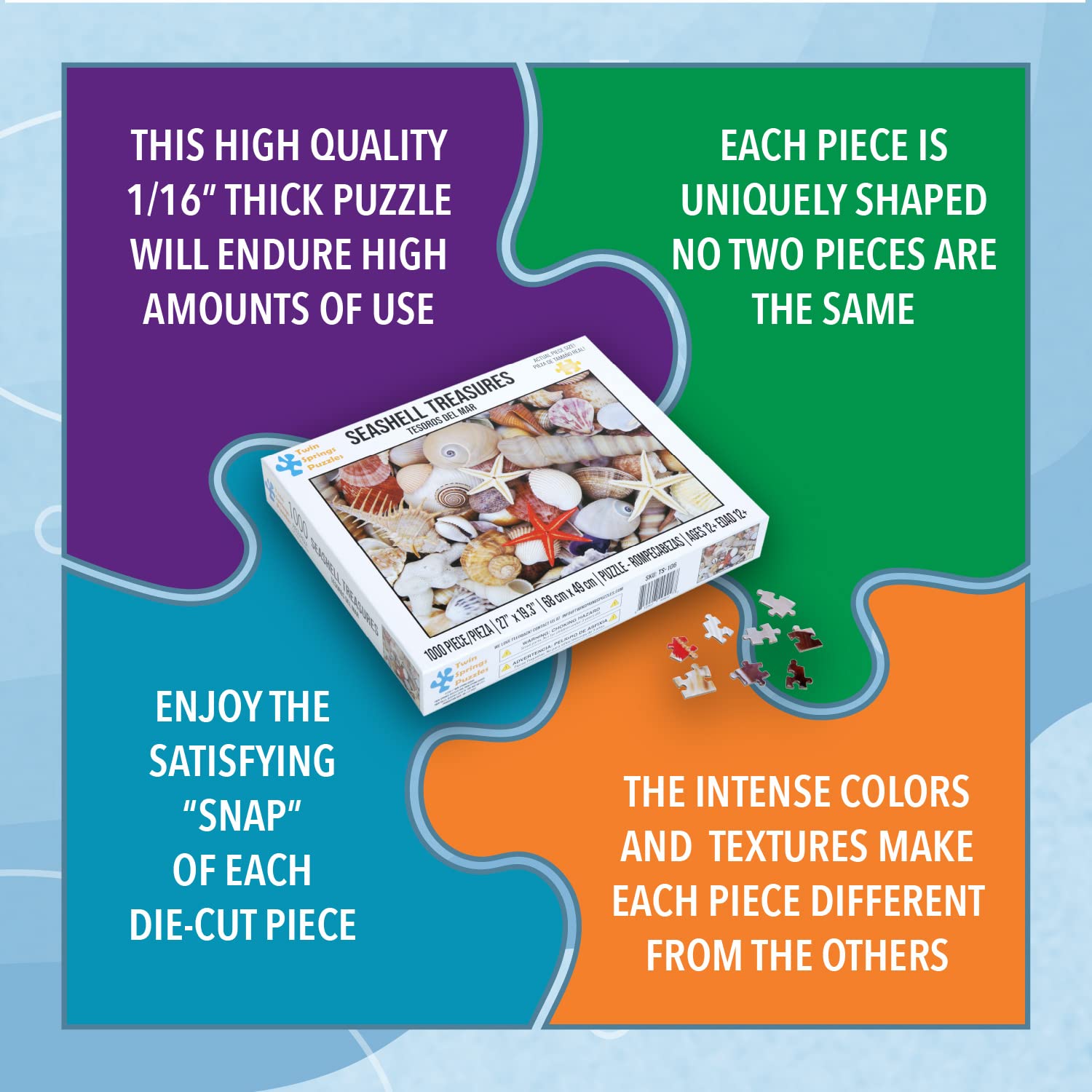 Twin Spring Goods 1000 Piece Jigsaw Puzzle, Seashell Treasures, 1,000 pcs
