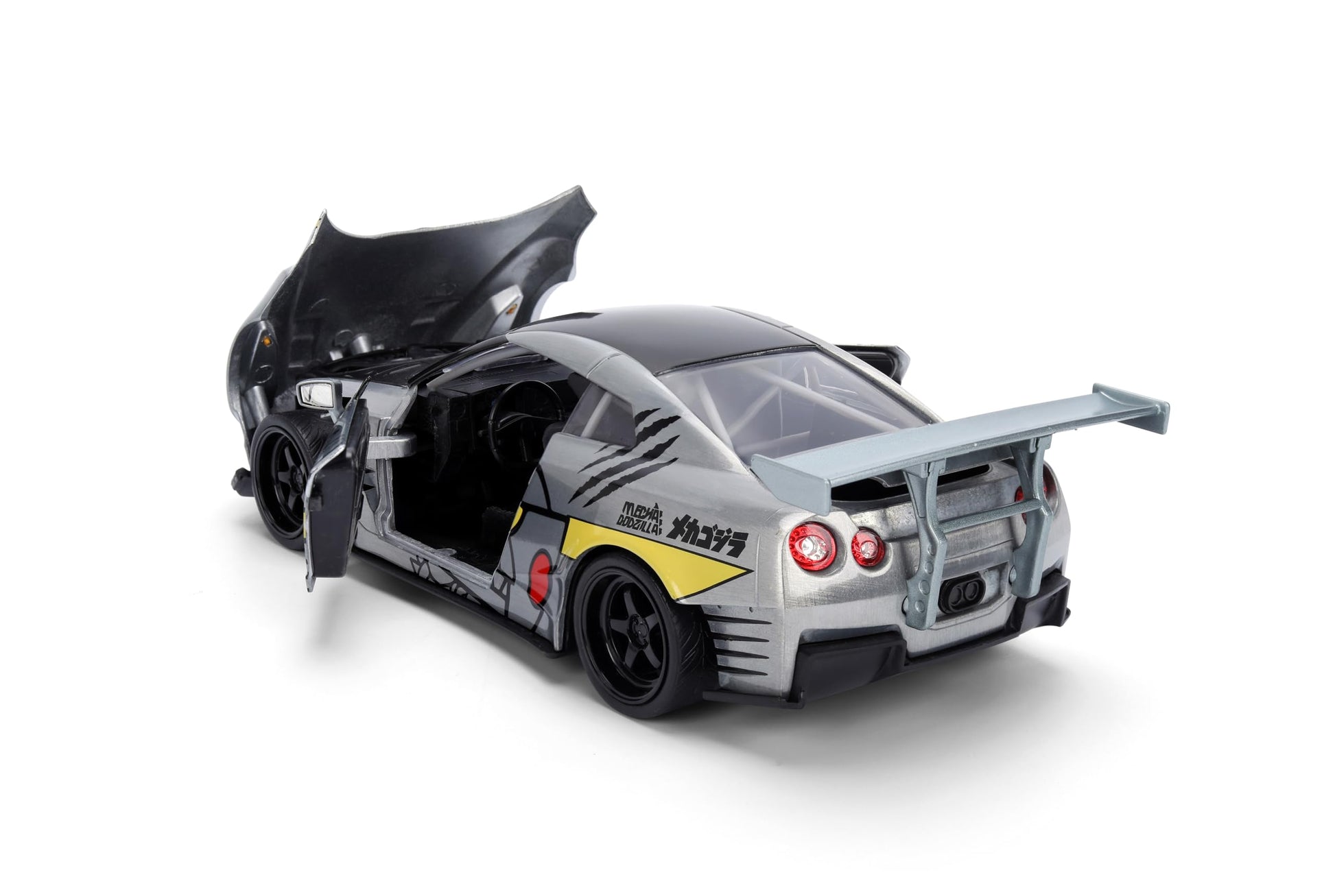 Jada Mechagodzilla w/ 2009 Nissan GT-R R35 Ben Sopra - 1:24 Anime Hollywood Rides - Die-Cast Car & Figure Toys - Opening Doors, Hood & Trunk