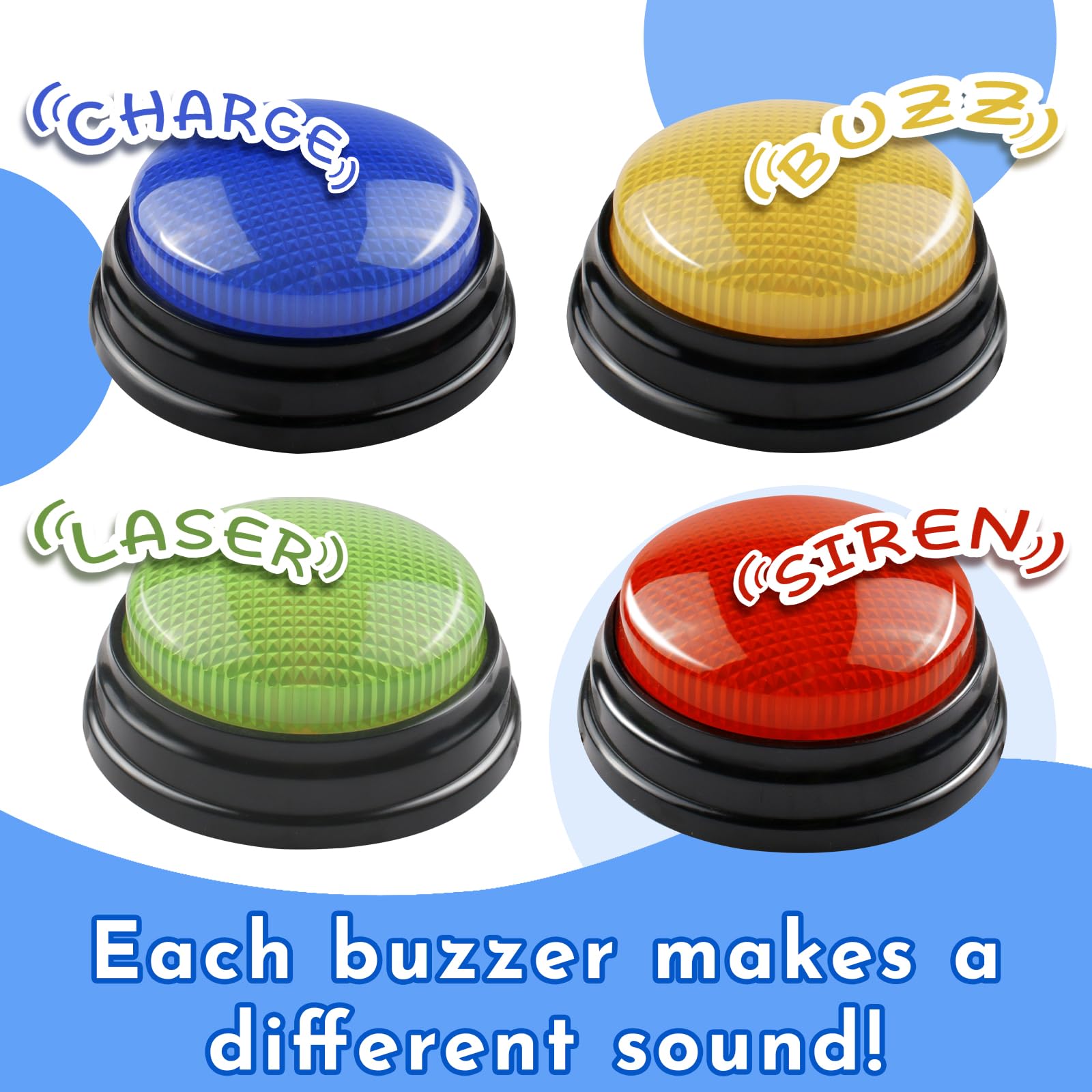 AndiluluBear Buzzers for Trivia Games, Family Feud Buzzers for Adults, Game Buzzers with Lights and Sound, Answer Buzzers for Classroom, Perfect