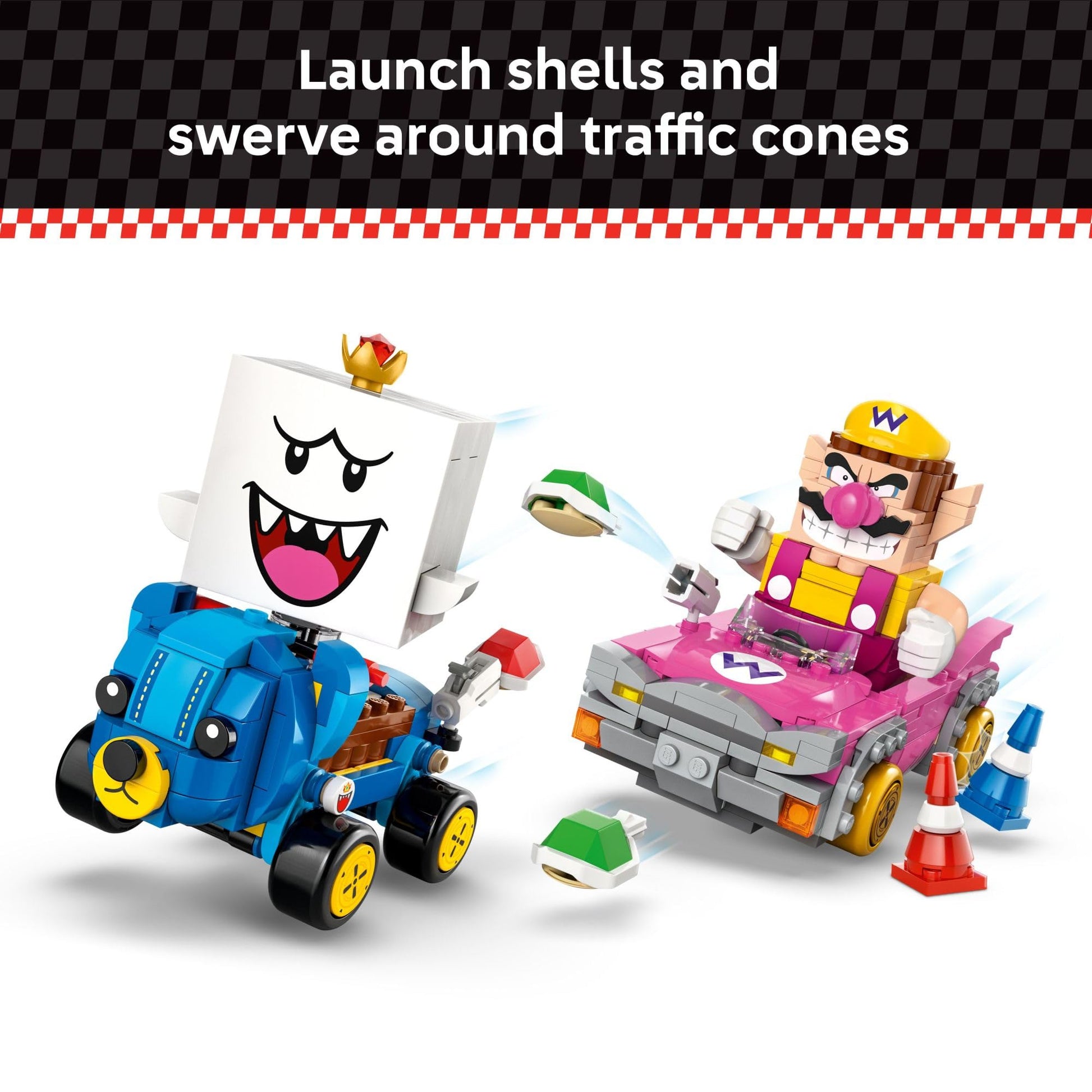 LEGO Super Mario: Mario Kart - Wario & King Boo Building Toy for Kids - Buildable Car Toys W/Drifting Action for Boys & Girls, Ages 8+ - Pretend Play