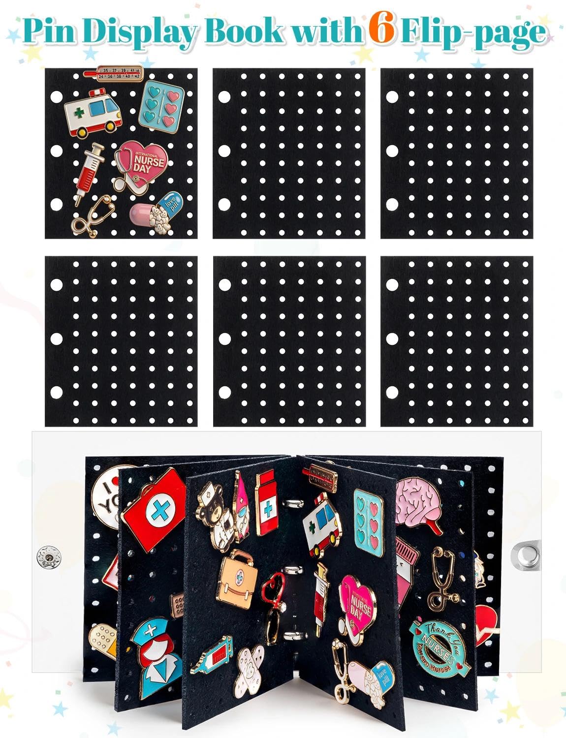 2Pcs Mini Enamel Pin Display Book for Collectors - Portable Pin Trading Book Organizer Case with Protective Pages, Compact Pin Holder Binder for