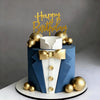 Suit Cake Topper Navy Blue Boss Cake Decorations with Golden Balls for Man Birthday Father Theme Decoration Supplies