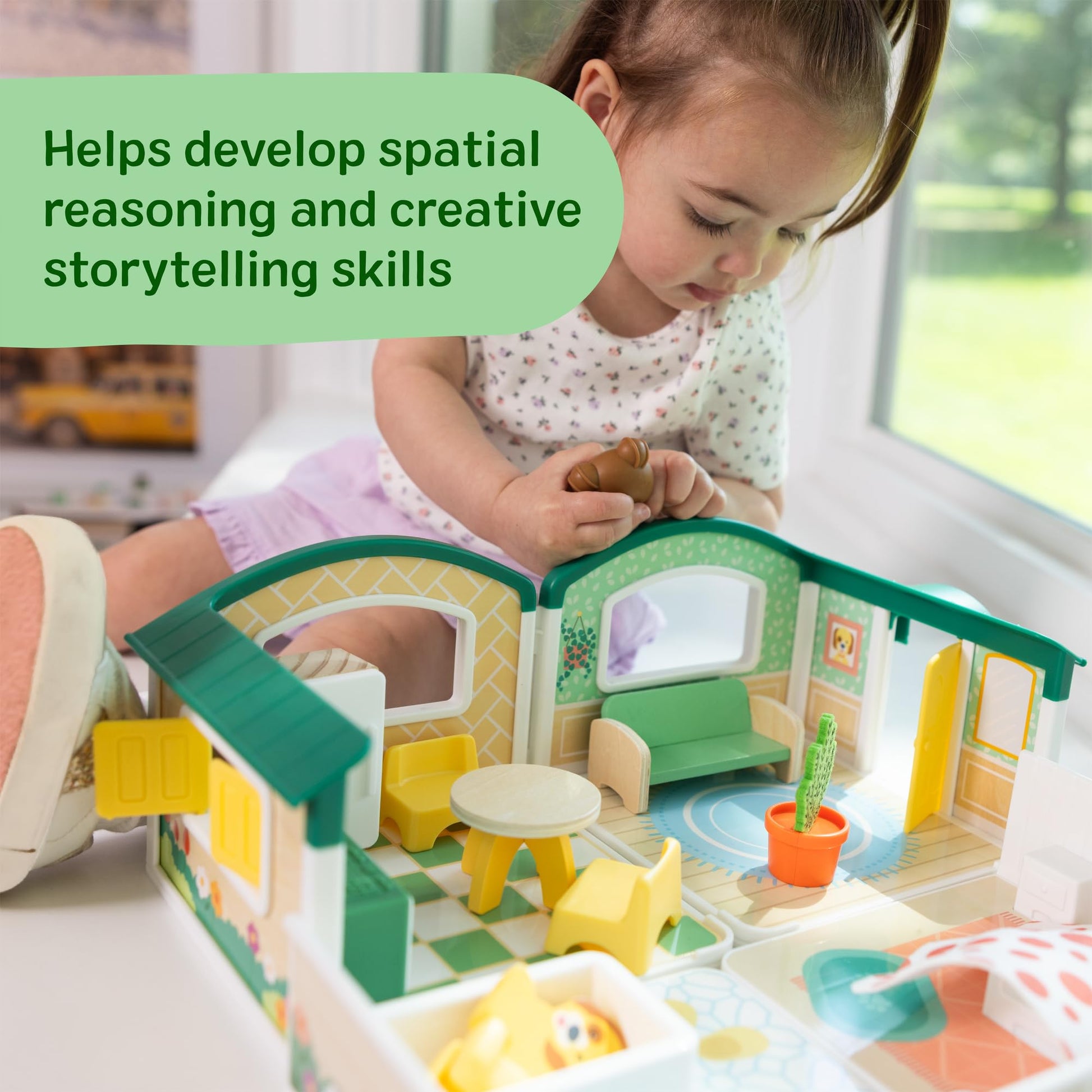 Melissa & Doug Cheery Lane Modular Play House & Figures, Wooden Play Set