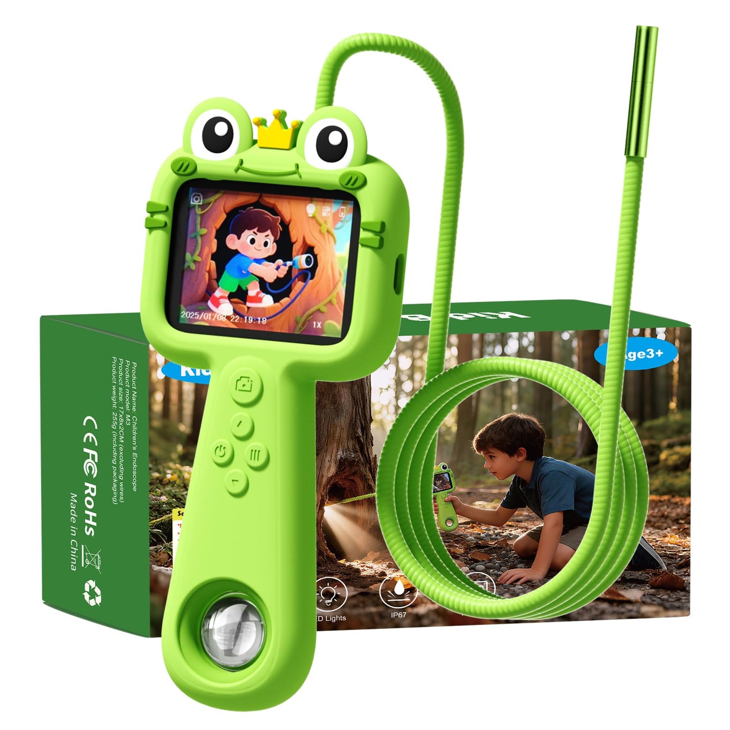 avtctek Kids Borescope Camera Toy, Snake Endoscope Camera with Light & Flexible Tube - Outdoor Camping & Nature Exploration, STEM Educational Toy