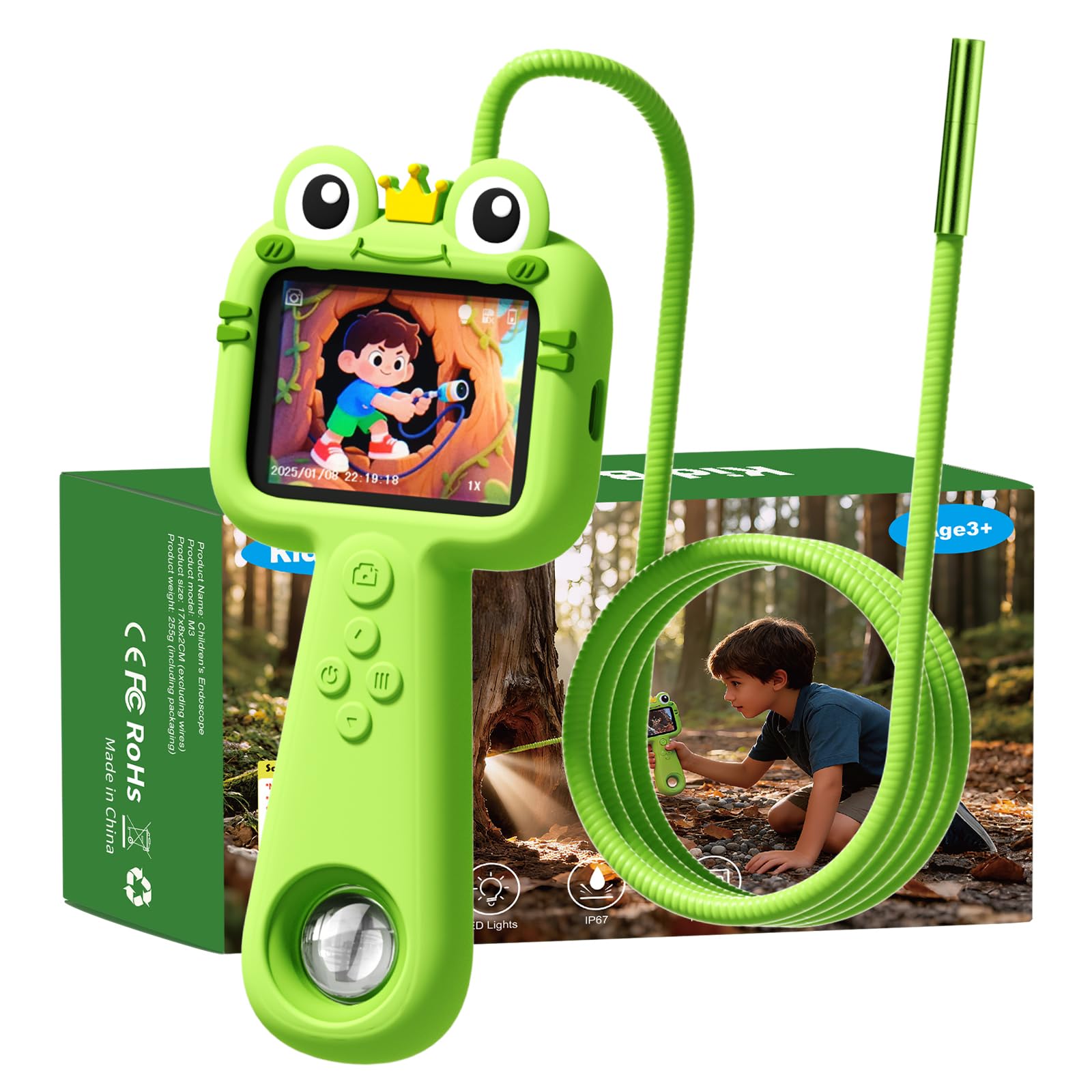 avtctek Kids Borescope Camera Toy, Snake Endoscope Camera with Light & Flexible Tube - Outdoor Camping & Nature Exploration, STEM Educational Toy
