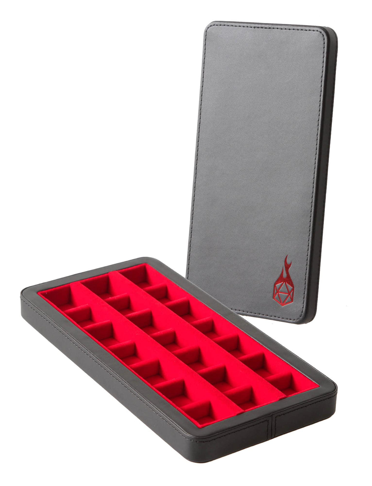 Forged Dice Co. Reliquary Large Divided Dice Case with Dice Tray for Polyhedral Dice Sets - 21 Felt-Lined Chambers - Magnetic Lid Closure - Metal Dice