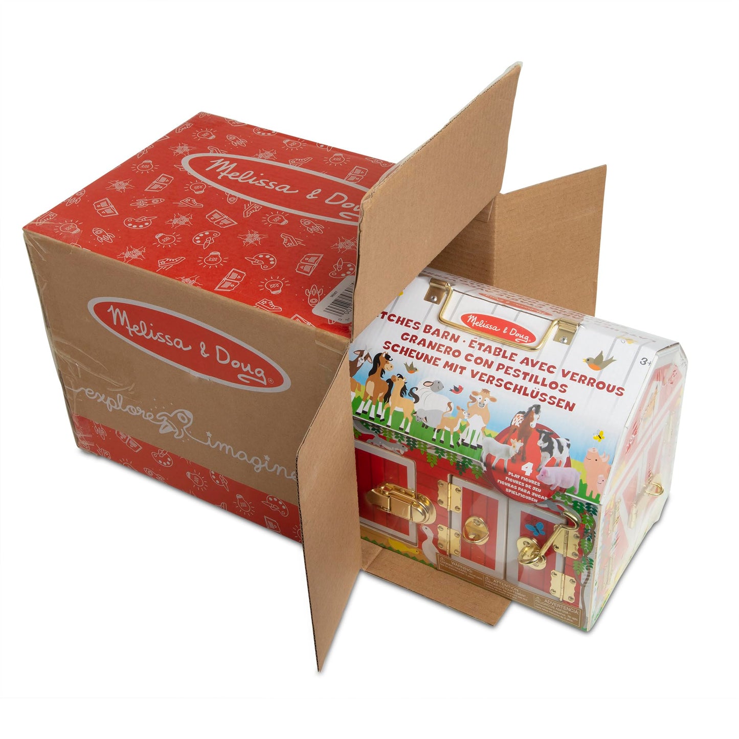 Melissa & Doug Latches Barn Toy Sensory Activity, Doors and Locks Toy, Farm Animals, for Kids Ages 3+
