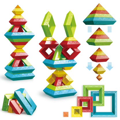 32-Piece Building Blocks Set, Montessori Pyramid Stacking Toys for Kids