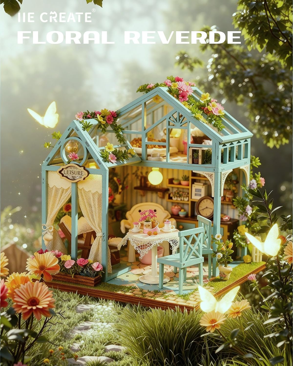 DIY Miniature House Kit for Adults, Teens and Beginners, Mini House Building Kit with Furniture and LED Lights, Wooden Dollhouse Kit Decoration