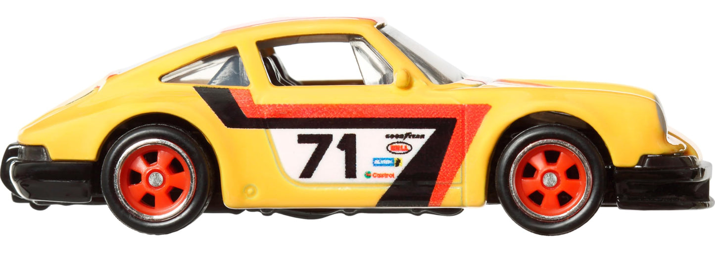 Hot Wheels Premium Car Culture Circuit Legends Toy Vehicle, 1:64 Scale Die-Cast '71 Porsche 911 for Collectors, Real Riders Tires, Metal/Metal Chassis