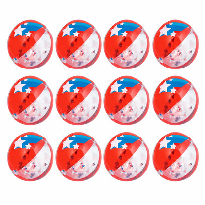 Fun Express Patriotic Confetti Beach Balls Bulk 12 Pack - Red White Blue Inflatable Pool Toys for 4th of July Party Decorations | Large 11 Inch Beach