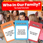 Viral Studios Who in Our Family? - Hilarious Family Party Game | Trivia, “Most Likely to” & Head-to-Head Challenges | Fun Family Game Night Card Game