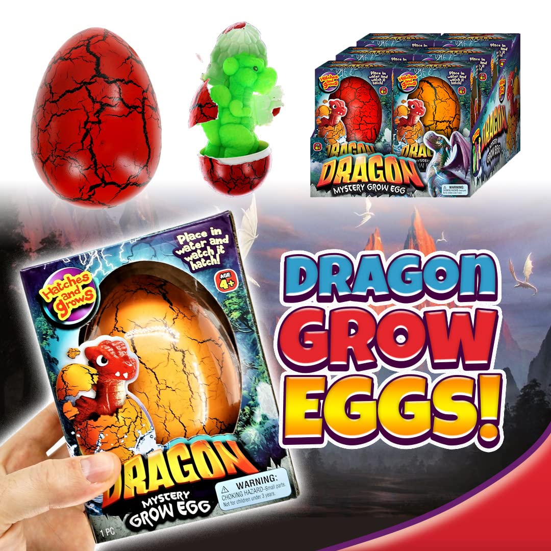 JA-RU Giant Hatching & Growing Dragon Eggs (1 Egg Assorted) Mystery Surprise Dinosaur Toys for Kids. Water Growing Toys. Easter Basket Birthday Party