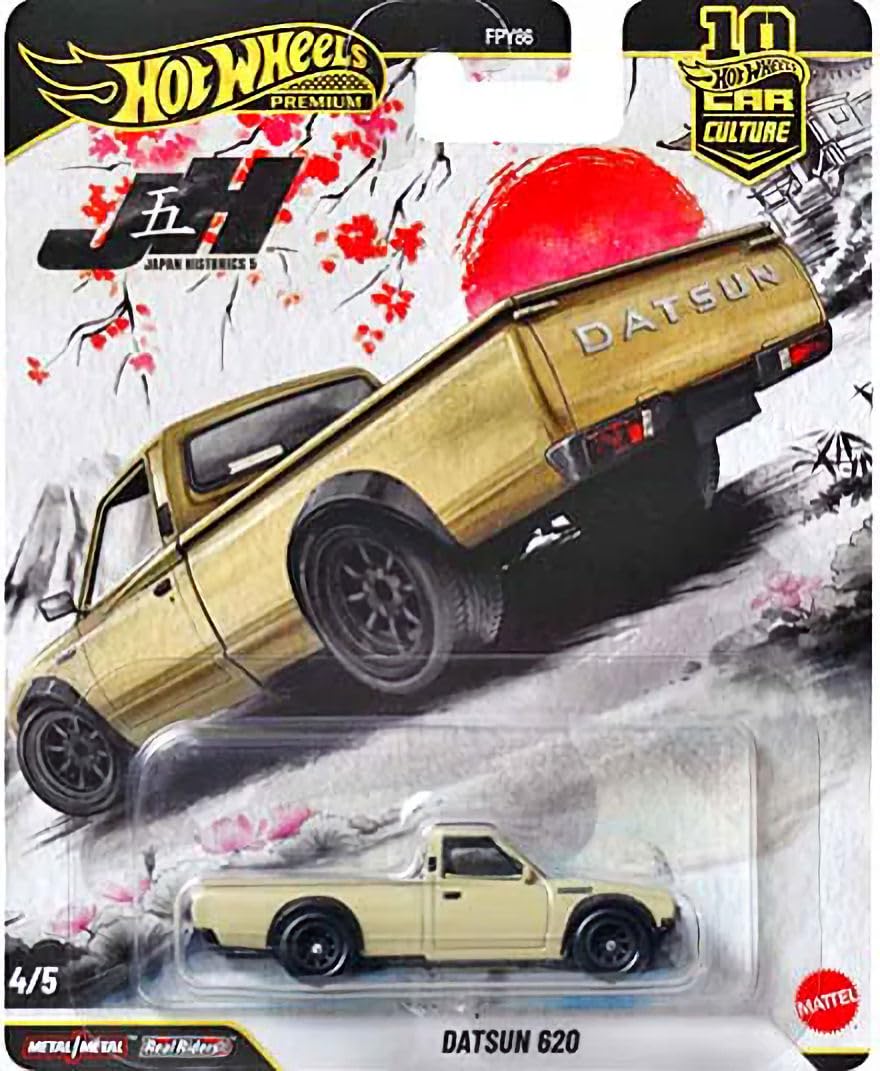 Hot Wheels Japan Historics 5 Premium Car Collection, 5-Pack Diecast Set with Nissan Skyline, Toyota Trueno, Celica, Datsun 620, Honda CRX, Car Culture