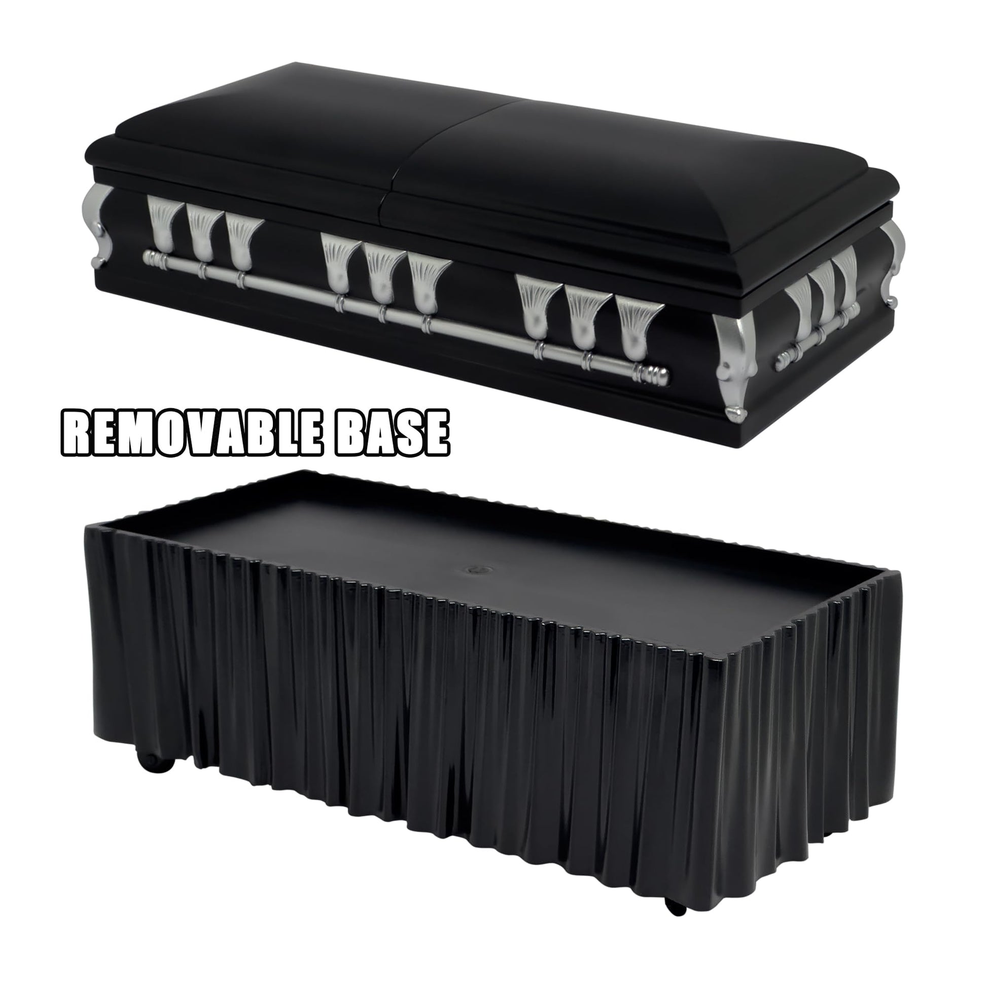 Deluxe Black Casket for Wrestling Action Figures with Removable Base