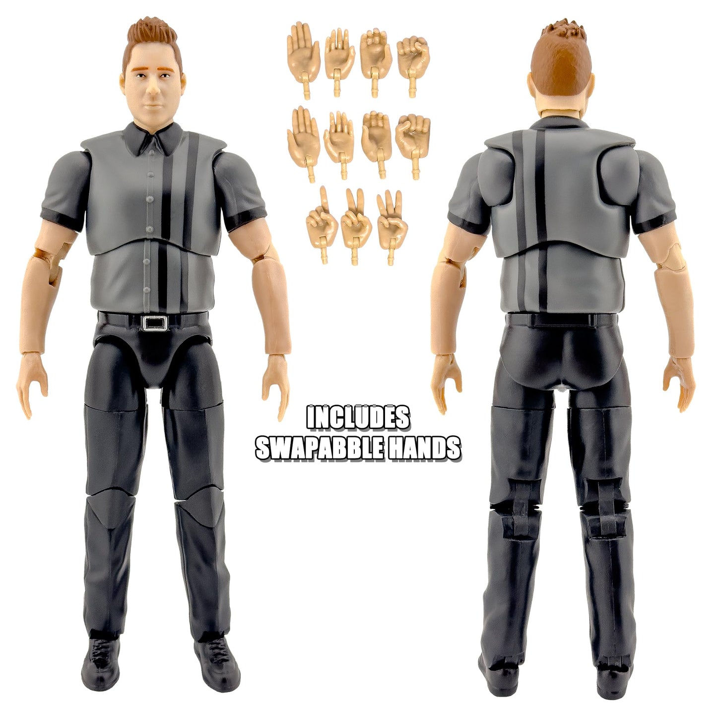 Ultimate Dark Gray Referee with Deluxe Articulation for Wrestling Figures