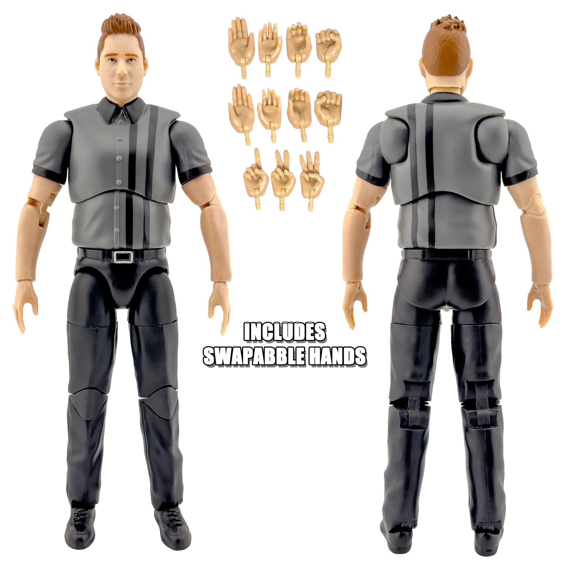 Ultimate Dark Gray Referee with Deluxe Articulation for Wrestling Figures
