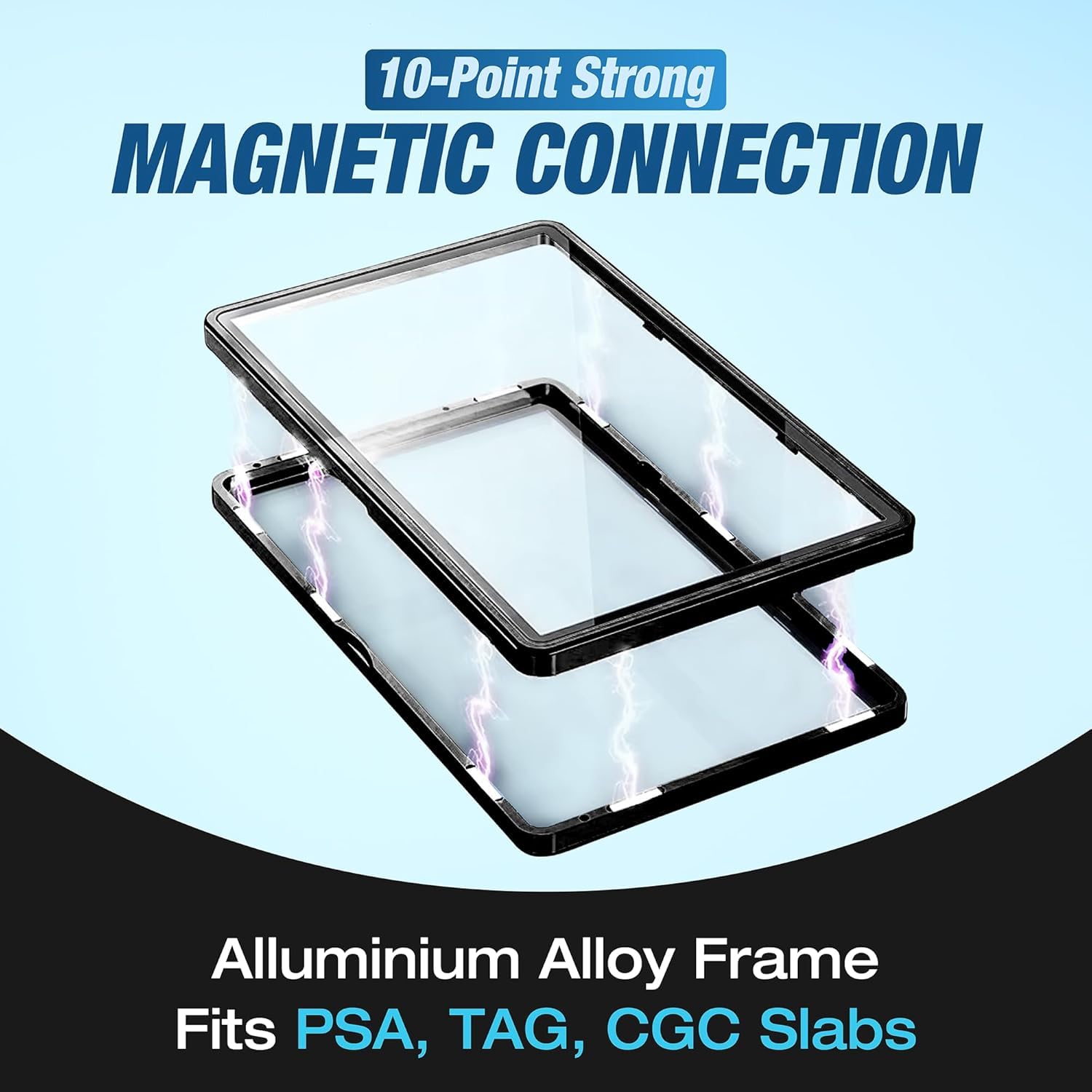 (3-Pack) SellCCG PSA Slab Shell Case Graded Card Guard PSA, TAG & CGC Metal Magnetic UV Protection Glass Display Bumper Box Protector (Black)