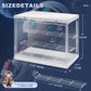 LED Acrylic Display Case for Collectibles, Cordless Power Stacking Showcase with 3-Tier Steps - Clear Dustproof Protector Box with Magnetic Door for