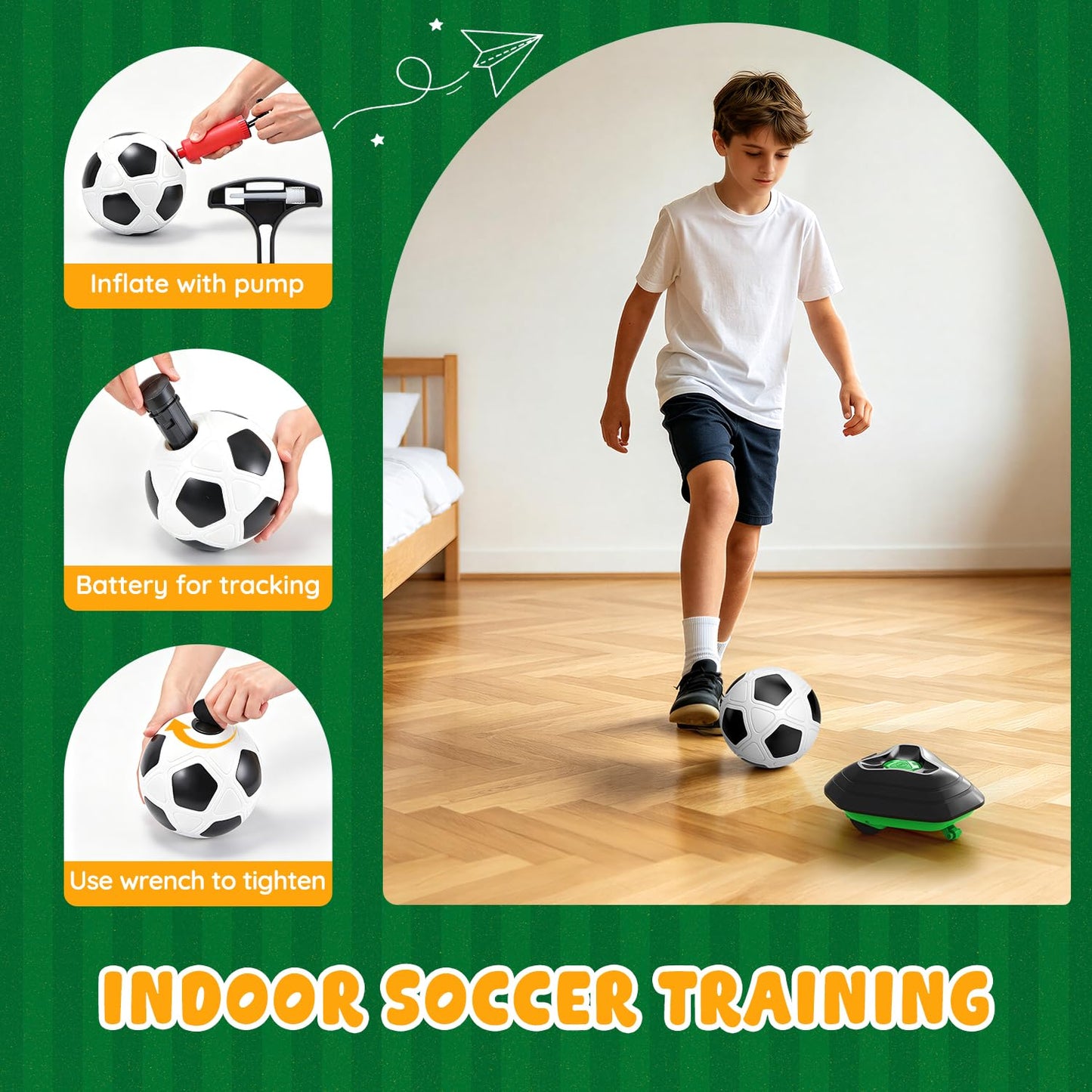 DyBaxa Soccer Training Equipment, Soccer Bot with Indoor Smart Ball