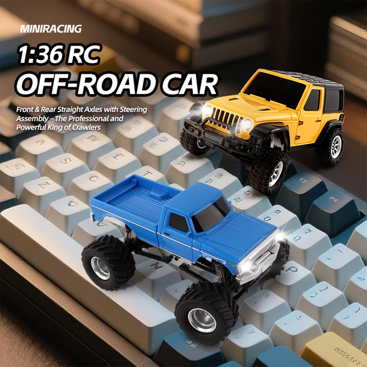OBIOCKIDAY 1/36 RC Off-Road Car, 2.4G 4WD Full-Proportional Remote Control Climbing Car with LED Lights, Pickup RC Truck Mini-Van, Crawler Climber