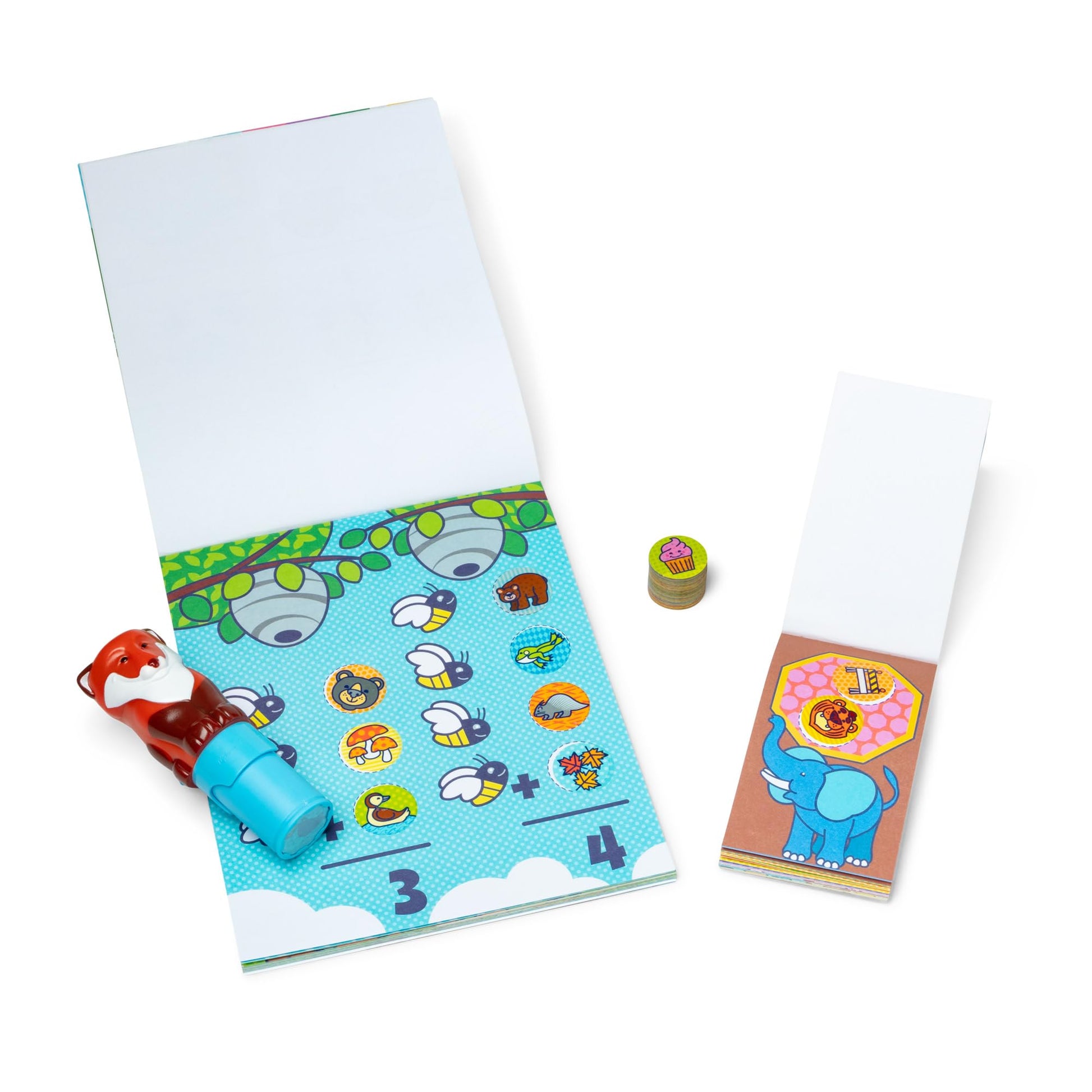 Melissa & Doug Sticker Wow!™ Fox Bundle: 24-Page Activity Book, Refillable Sticker Stamper, Mini Pad, 500 Stickers, Arts and Crafts for Kids Ages 3+