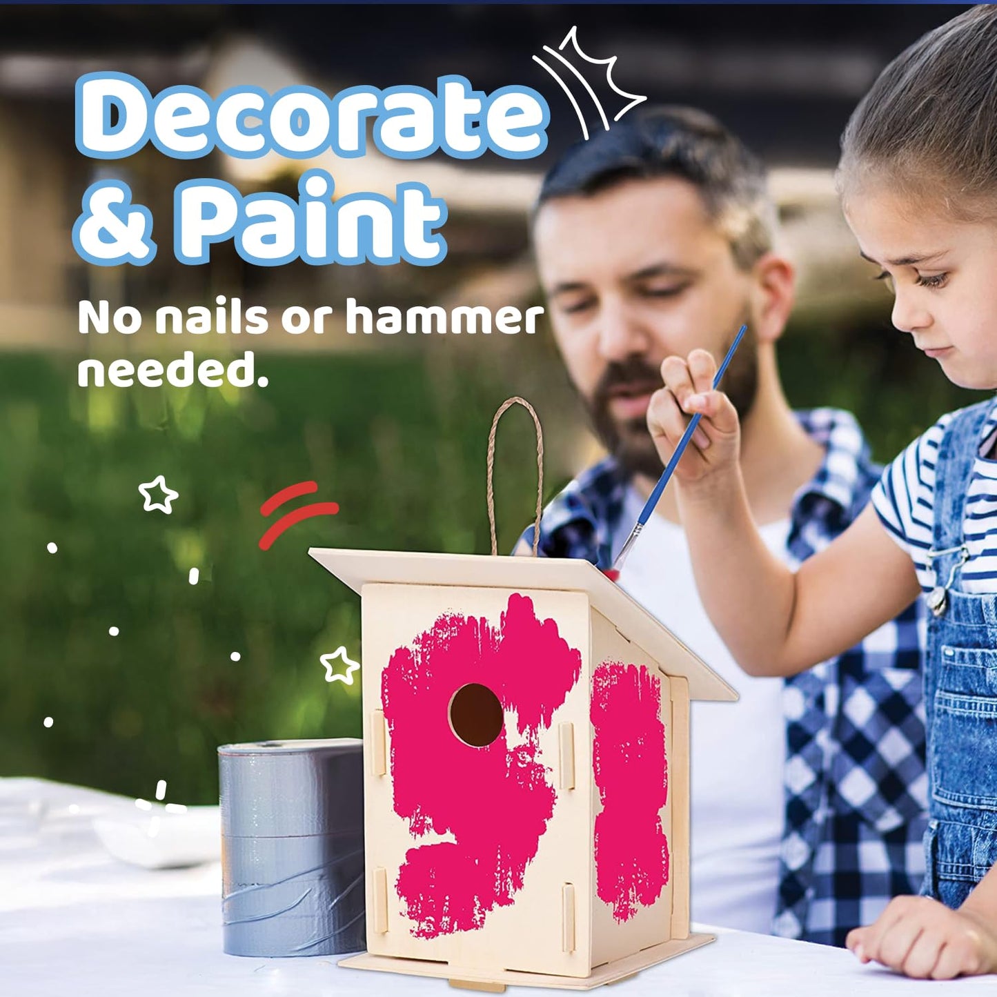 Neliblu DIY 12 Wooden Bird House Kits - Creative Arts and Crafts Set for Adults - Unfinished Wood Birdhouses with Paint Strips, Brushes, Stickers