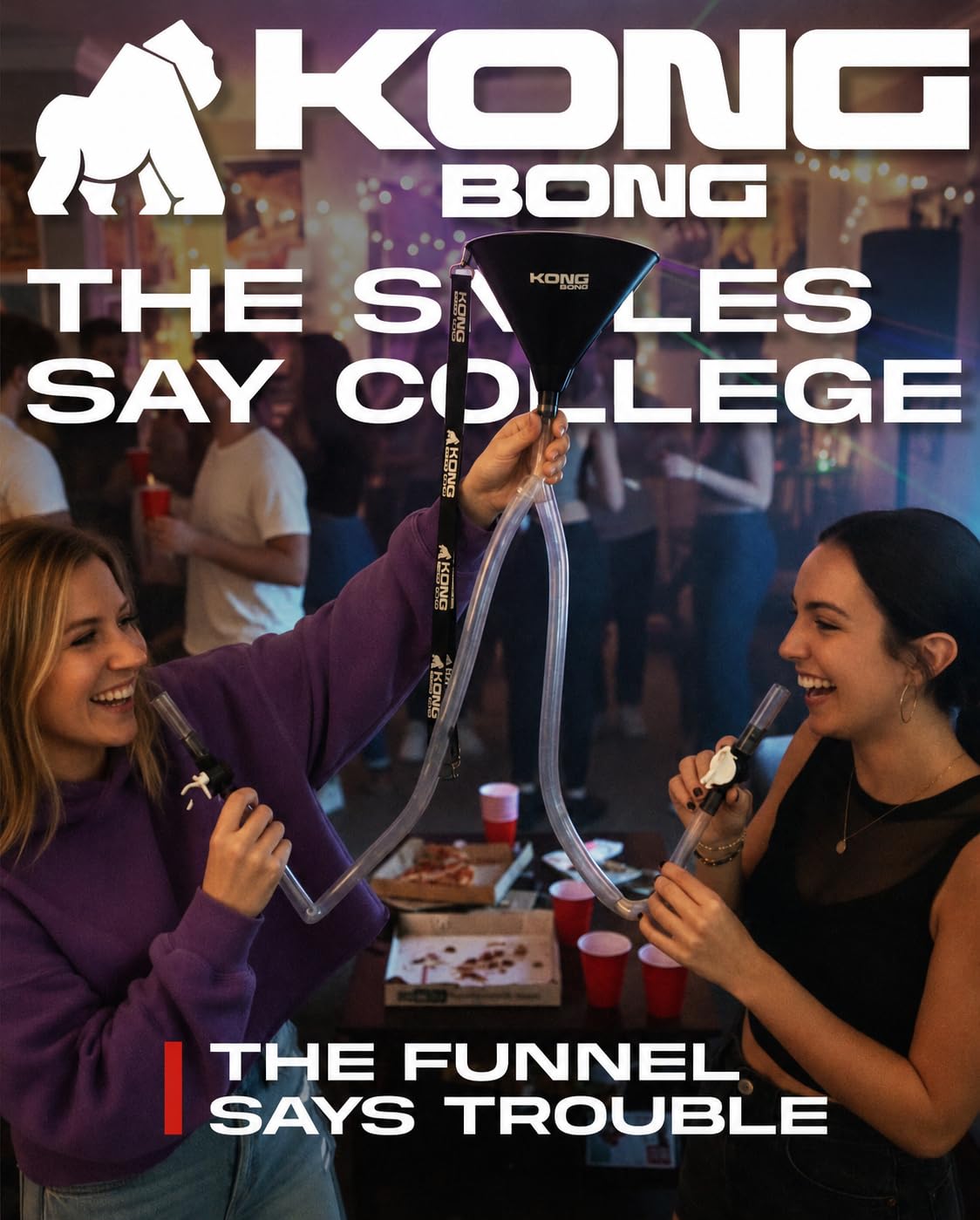 Kong Double Funnel | Dual Tube Drinking Funnel for Party Games, Tailgates, Festivals & Celebrations