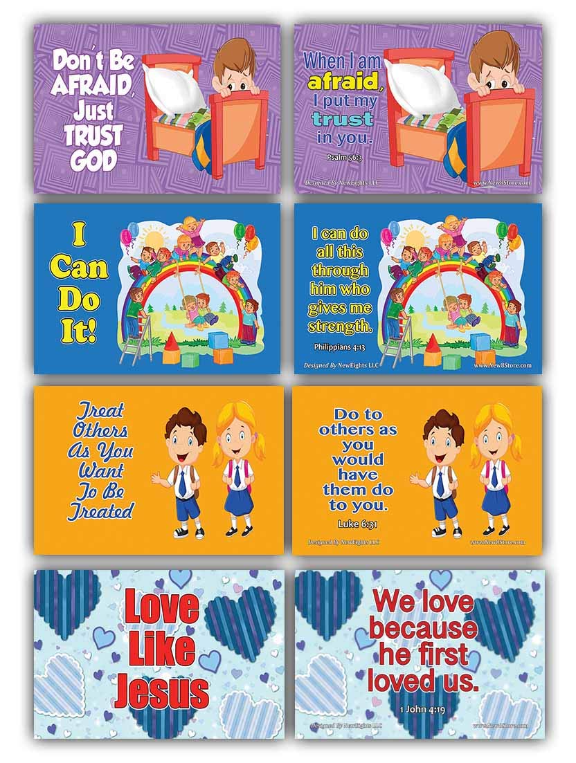 NewEights Daily Devotional Topical Bible Verses Kids (30 Cards x 2 Set)