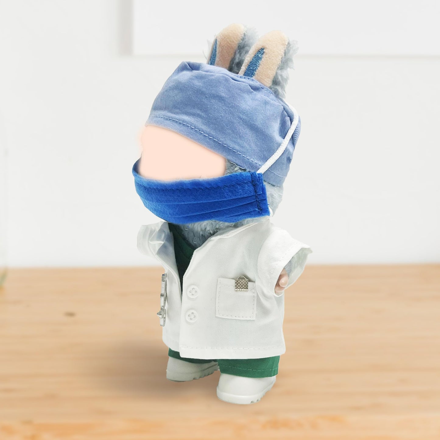 Mini Clothes Doctor Outfit for 17cm LABB Dolls(No Doll) - Doctor Outfit Set with White Coat, Green Scrubs, Cap, Mask & Shoes