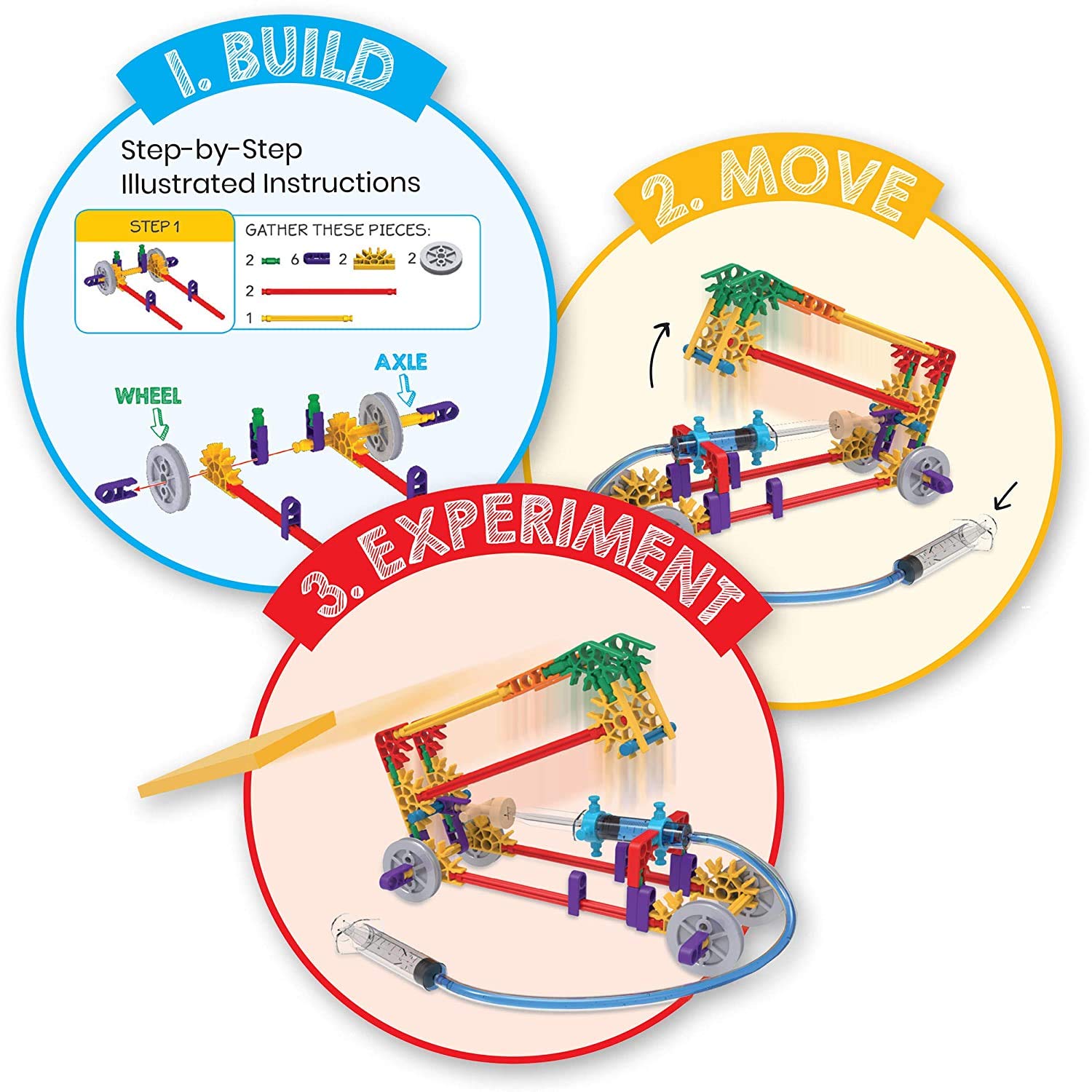 hand2mind Moving Creations with K'NEX, Book and Building Kit for Kids Ages 8-12, 9 Models & 18 Science Experiments, Explore The Science of Air