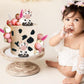 KEEPARTY Cow & Ball Cake Toppers, 26pcs, Farm Animal Themed, Clay, Pink and White, for Baby Shower, Birthday, Girls and Boys Party Supplies