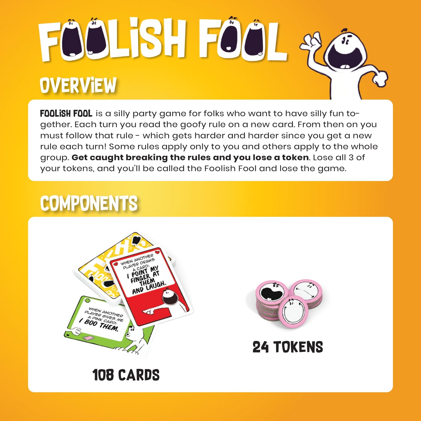 GameHead Foolish Fool, The Goofy Rule Party Game for Families and Parties, Ages 8+, 3-8 Players, Fast Paced 15 Minute Play Time, Fun and Travel