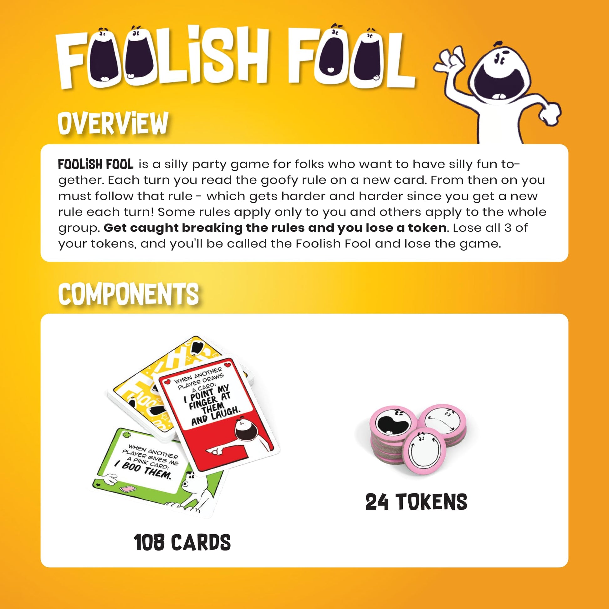 GameHead Foolish Fool, The Goofy Rule Party Game for Families and Parties, Ages 8+, 3-8 Players, Fast Paced 15 Minute Play Time, Fun and Travel